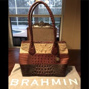 Brahmin Julian Tri Color Embossed Tote Handbag